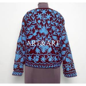 Veste courte en velours bohème à fleurs brodée à la main, imprimée, doublée de coton, 100% coton, écologique - Product Image 5