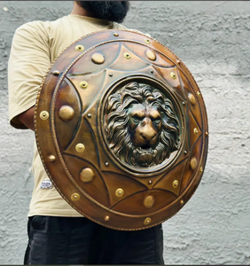 Escudo facial de lomo medieval | Escudo de metal de Guerrero desgastado por la batalla Artículos dotados para amantes de la guerra - Product Image 2