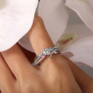 Jeulia Custom Three Stone Marquise & Oval Cut Opal <b>Ring</b> with Engraved <b>Name</b> in Platinum - Product Image 6