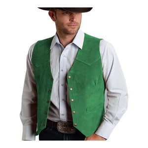 Veste en cuir sans manches personnalisable OEM pour hommes Veste à col en V de haute qualité avec rembourrage en duvet et logo personnalisé - Product Image 1