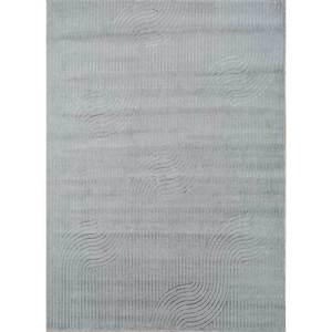Tapis rectangulaire grand format en laine et soie de bambou noué à la main, style classique bleu azalée, motif abstrait pour la maison, le couloir, pour adolescents AIWB-3029 - Product Image 1