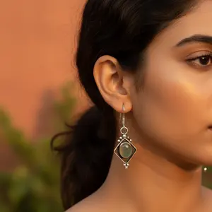 ต่างหูเงินแท้ 925 ประดับด้วยหินคาลเซโดนี สำหรับผู้หญิง สวมใส่ได้ทุกวัน แฟชั่น ของขวัญ - Product Image 1