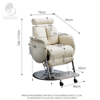 Fauteuil de barbier classique SHILU avec dossier inclinable, siège de barbier vintage pour coupe de cheveux et rasage
