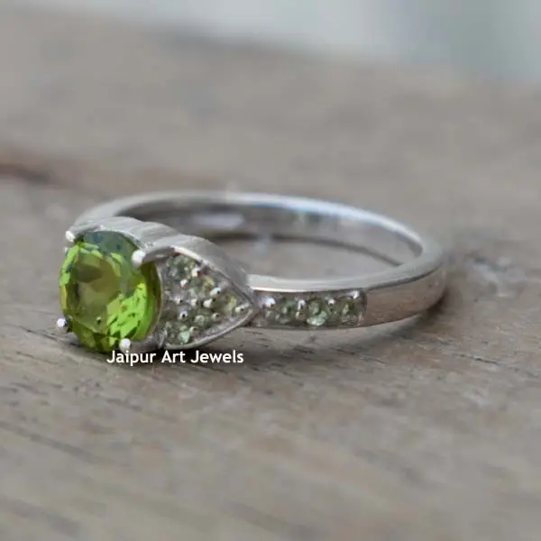 Хит продаж, штабелируемые ювелирные изделия из натурального перидота, зеленого камня, однотонное 925, стерлингового серебра, женское кольцо ручной работы с драгоценным камнем, оптовая продажа