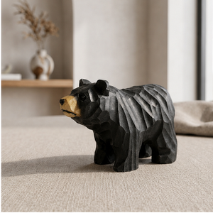 Sculpture d'ours en bois faite à la main, écologique, art minimaliste, décoration de table pour salon et mariage - Product Image 4