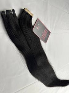 Vente en gros 12A indien Remy Extensions de cheveux naturel noir ruban adhésif Jerry Curls cheveux humains bruts non transformés Machine Double trame 100g - Product Image 5