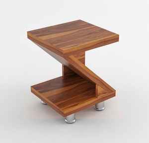 Mesa de acento de madera maciza geométrica moderna contemporánea Patas de metal de diseño en Z únicas ensambladas para salas de estar Dormitorios Hospitales - Product Image 2