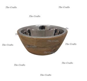 Bol de service en acier inoxydable et en bois pour table de mariage, usage domestique, hôtel, salade, fruits, prix de gros - Product Image 1