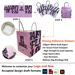 Bolsa de Papel Kraft Personalizada con Asas para Comida para Llevar, Hamburguesas y Snacks - Product Image 5