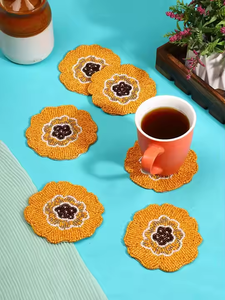 Forestry Green Beaded coaster Unique Leafy Structure Wedding Decorative Beaded coaster 5.5x5 Inches Restaurant Dining Supplies - Product Image 4