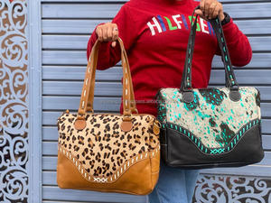 ODM OEM cheveux de haute qualité sur cuir de vachette imprimé léopard femmes sac fourre-tout fabricant en cuir véritable Shopping sacs à bandoulière - Product Image 4