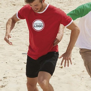 Regulars Fit Red White Ringer Custom Logo Camisetas - Product Image 1