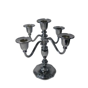 Bougeoir à 5 bras en aluminium de qualité supérieure, finition nickelée, décoration moderne en métal pour table, événements, maison, fête - Product Image 5