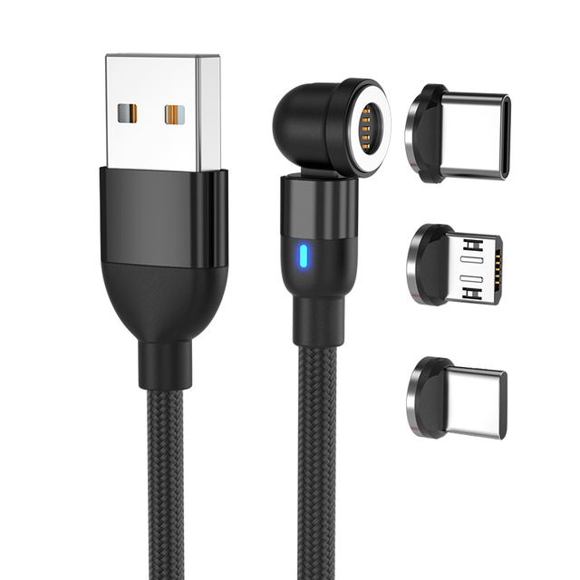 540 Degree Rotating Magnetic Charging Cable 3 in 1 USB-C Phone Charger 2.4A Fast Charge Cord with Pure Copper for Printer Use