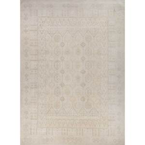 Tapis en laine et viscose noué à la main Erbe Classic Blue, motif géométrique pour la décoration du salon, grande taille 9x12, modèle Ah-1644 - Product Image 1