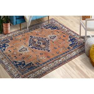 Geometric Pattern <b>Rug</b>, Printed <b>Rug</b>, Modern Moroccan Navy Blue Salon Decor,Chenille <b>Rug</b> - Product Image 4