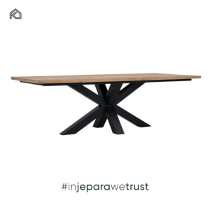 Table à manger de style urbain industriel, pieds en fer, revêtement en poudre noire, style agressif, pour l'extérieur et le salon - Product Image 4