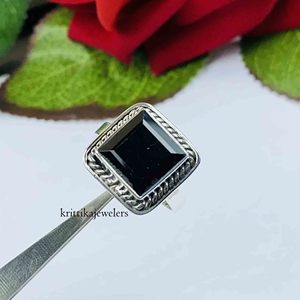 Anillo hecho a mano de Plata de Ley 925 superventas, piedra preciosa de ónix negro Natural, ajuste de bisel de diamante, joyería fina para mujer - Product Image 4