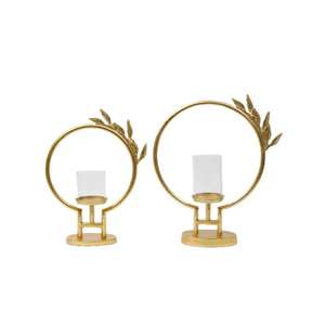 Bougeoir en laiton de la meilleure qualité avec un design de forme ronde bougeoir en métal doré poli au prix de vente - Product Image 2