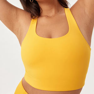 Sujetador deportivo blanco de talla grande para mujer, personalizado, respetuoso con el medio ambiente, básico, informal, acanalado, diseño de espalda cruzada, tejido transpirable para alta calidad - Product Image 4