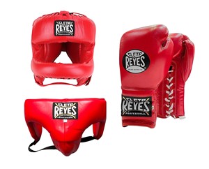 Gants de boxe Fiest en cuir de vache véritable rouge, ensemble de boxe, protège-nez, protège-tête, sangle, fermeture à boucle et crochet, respirant, rapide, arts martiaux - Product Image 1