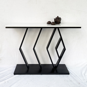 Minimalist Luxury CST017 <b>Console</b> <b>Table</b> White <b>Marble</b> <b>Top</b> Iron Frame Trestle Base Stable for Living Room Hotel Home Decoration - Product Image 5
