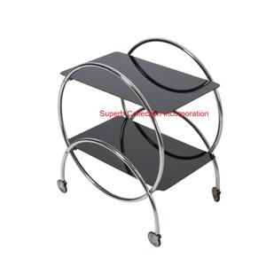 Atractivo carrito de servicio de 2 niveles de Metal dorado con barra moderna superior de mármol para el hogar, cocina, comedor, Elegante restaurante de Hotel - Product Image 3
