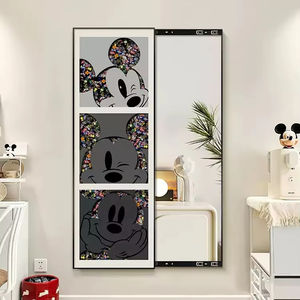 Mickey espejo pintura bloques de construcción espejo de tocador de dibujos animados simple moderno deslizamiento Entrada de cuerpo completo - Product Image 3