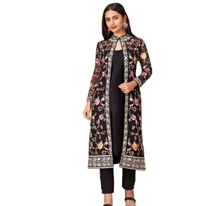Traje estilo chaqueta Georgette en traje de trabajo múltiple floral para mujer Venta en línea - Product Image 1