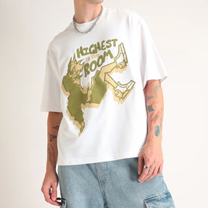 Fábrica personalizada Puff Imprimir Camisetas Logo Algodón de gran tamaño Hip-Hop Hombres Logo Impreso Camiseta - Product Image 1