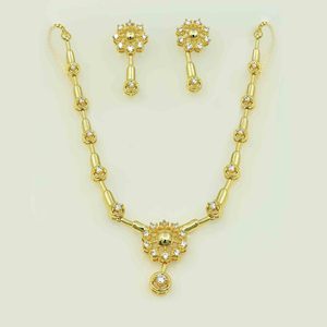 ขายส่ง14K 18K 24K สร้อยคอแฟชั่นประดับหินชุบทองและชุดเครื่องประดับออกแบบลายดอกไม้แบบดั้งเดิม - Product Image 2