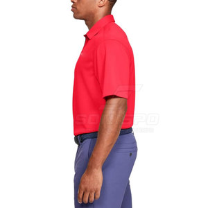 Chemise à manches courtes rouge pour homme SONISPO, 100% polyester, respirante, tricotée, coupe décontractée, longueur normale - Product Image 2
