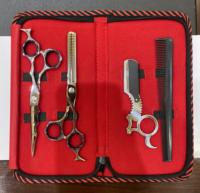 Kit de coiffeur professionnel Premium ciseaux de coupe de cheveux en acier inoxydable cisailles amincissantes rasoir droit peigne de base poignée en acier
