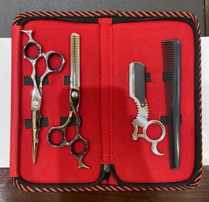 Kit de coiffeur professionnel Premium ciseaux de coupe de cheveux en acier inoxydable cisailles amincissantes rasoir droit peigne de base poignée en acier - Product Image 5
