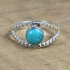 Anillo de Plata de Ley 925 hecho a mano para mujer, piedra preciosa turquesa, joyería de declaración de promesa con chapado en rodio, artículo de joyería caliente - Product Image 5