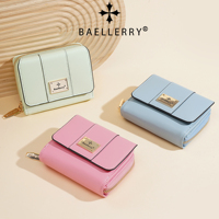 Dompet Wanita Baellerry, Dompet Pendek Mewah, Dompet Lipat Tiga dengan Resleting, Dompet Kulit PU Berkualitas Tinggi untuk Wanita