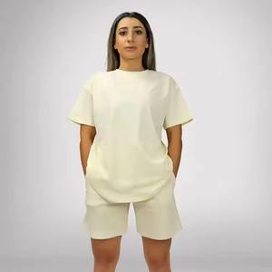 Ensemble chemise et short de sport à la demande des clients survêtement 100% tissu de coton conception personnalisée OEM logo personnalisé d'été - Product Image 3