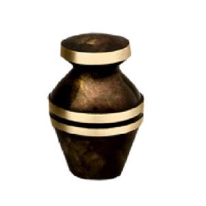 High Quality Brass Cremation <b>Keepsake</b> Urns With Gold Band And Brown Color Finished Metal Funeral Urns <b>For</b> Human <b>Ashes</b> - Product Image 1