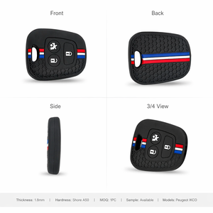 Housse de clé en silicone compatible avec IKCO Dena Plus Tara Soren Runna, porte-clés sport noir à 3 boutons avec bande tricolore - Product Image 2