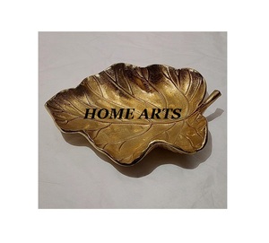 Plat de service de dessert en forme de feuille de qualité exclusive, plat de feuille de couleur or en aluminium pour un usage domestique au restaurant - Product Image 3