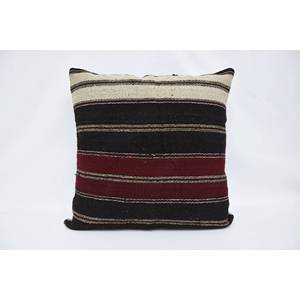 Marron 28x28 pouces Kilim Patchwork laine oreiller luxe Vintage imprimé fleuri tissé subtil motif rayé moelleux literie accessoire - Product Image 1