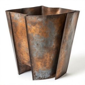 Maceta rústica de metal grabado con asas de bucle y acabado desgastado adecuada para flores terrosas o estilo indoeuropeo - Product Image 3