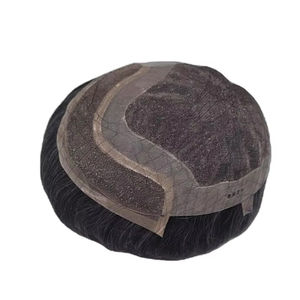 Peluca de Cabello Humano con Encaje Frontal Mono, Cabello Chino Virgen Remy, Parches de Cabello, Lacio Rizado, Ondulado Profundo, 1b+gris - Product Image 2