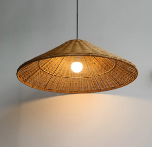 TIEN PHONG TRENDY Wicker Cone <b>Lamp</b> Shade Hanging Rattan Pendant Light - Product Image 2