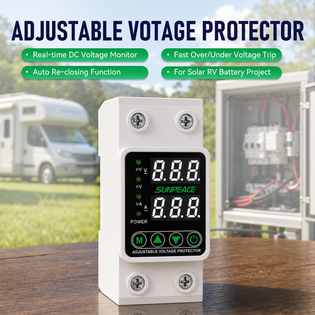 Dual Display 40A 63A 80A 100A Automatic Reset Voltage Protectors Single Phase Overvoltage/Undervoltage Protection for DC Current