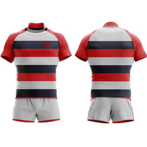 Vêtements de sport manches courtes uniforme de rugby de couleur unie uniforme de rugby durable sur mesure de haute qualité - Product Image 1