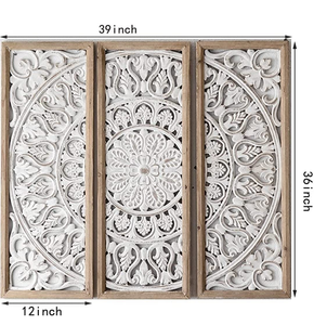 Juego de 3 paneles florales de madera tallada para decoración de pared hechos a mano para agregar elegante belleza natural y encanto a tu espacio vital - Product Image 6