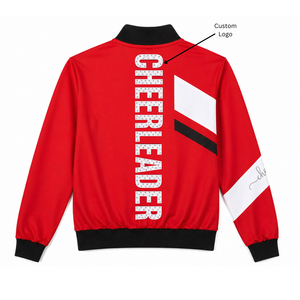Veste bomber personnalisée pour cheerleading, couleur contrastée, broderie personnalisée, veste de réchauffement pour compétition de cheerleading en équipe - Product Image 3