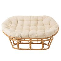 Handmade Rattan Papasan Double Chair Sofa Furniture High Quality Lounge Chair with Cushioned Seat for Indoor and Outdoor Use