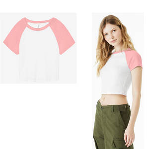 Camiseta Raglán de Microcanalé con Estampado Batik 3D para Mujer BELLA + CANVAS - Apliques con Estampado Personalizado, Algodón de Primavera, Corte Ajustado, Antiencogimiento, Informal - Product Image 2